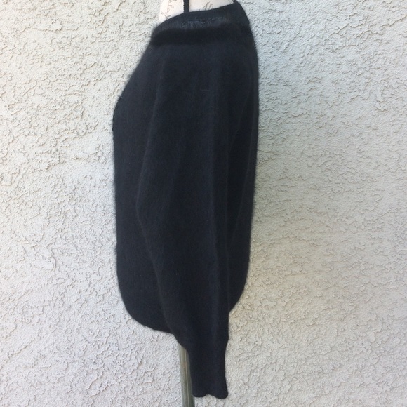 Vintage Angora Rabbit Fur Wool Soft Black Embellished Sequin Pullover Sweater - Picture 4 of 8